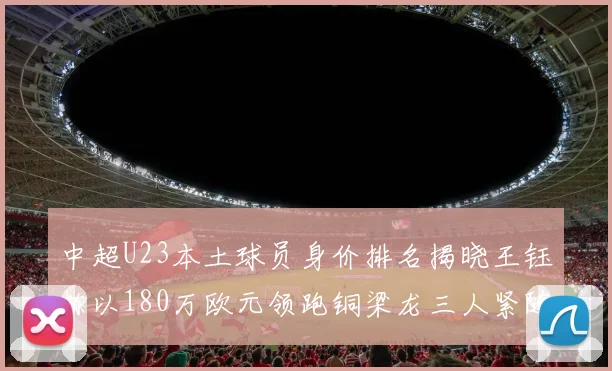 中超U23本土球员身价排名揭晓王钰栋以180万欧元领跑铜梁龙三人紧随其后
